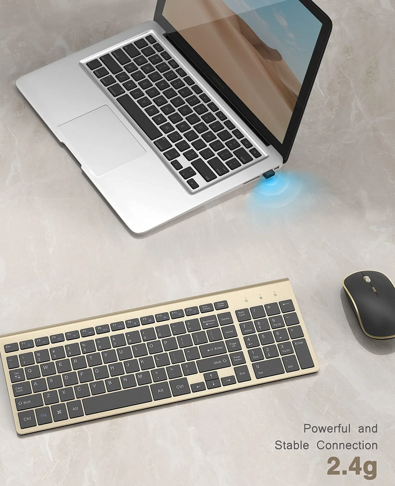 teclado sem fio e mouse, ergonômico, compacto,