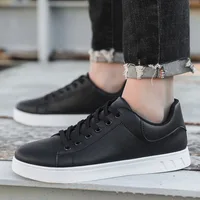 Black Vulcanized Sneakers Men's Flats Comfortable Shoes Lace up Zapatillas Hombre Autumn Spring Fashion Sneakers Plus Size 39-48