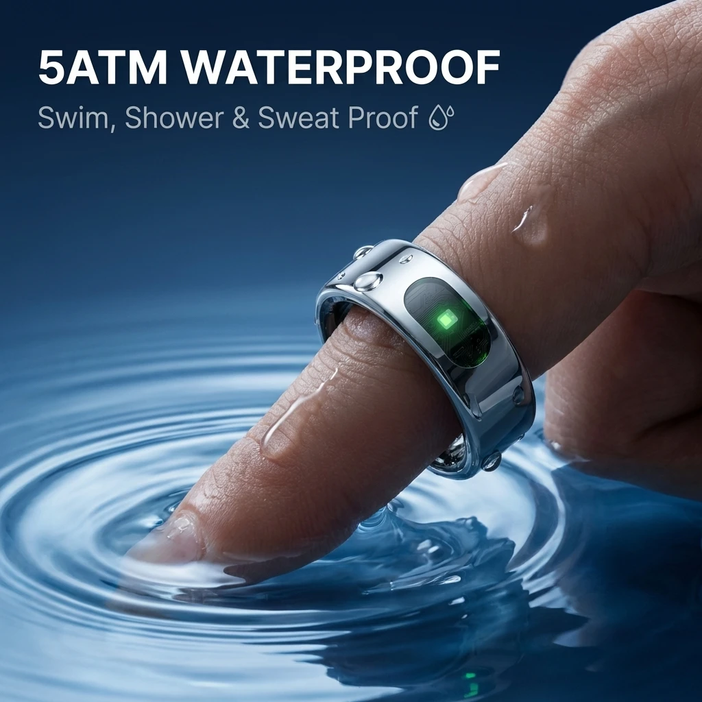 Smart Ring Health Tracker with Sleep & Skin Temperature Monitor, 5ATM Waterproof, Touch Control, 60 Days Battery Life - 4