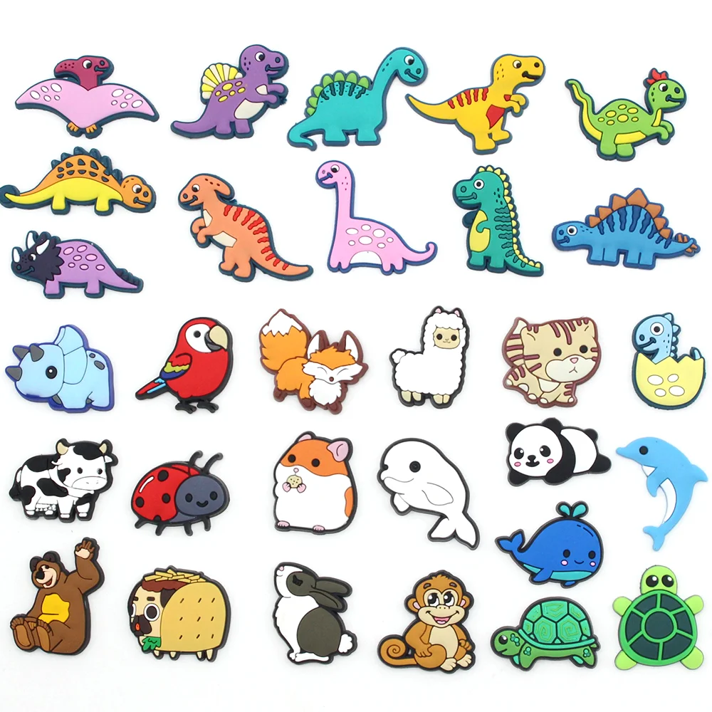 1pcs Cute Animal Dinosaur Shoe Charms Cartoon Panda Color DIY Sandals Buckle Accessories Decorate Kids Boys Girls Party Gift