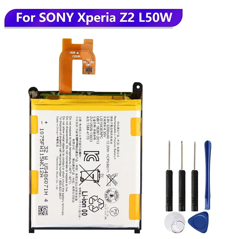 

Сменный аккумулятор LIS1543ERPC для SONY Xperia Z2 L50w Sirius SO-03 D6503 D6502, аккумуляторная батарея для телефона 3200 мАч