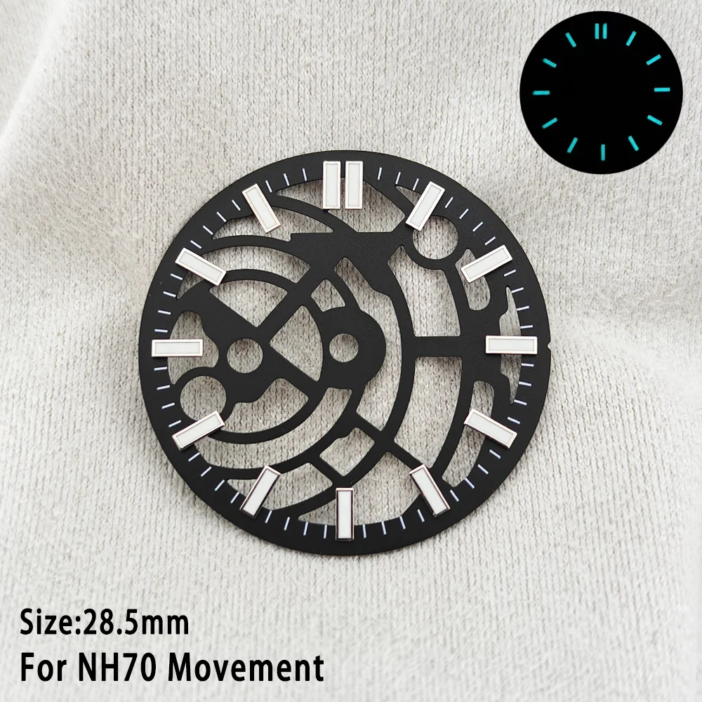 Hollow Skeleton Dial with C3 Green Luminous Accents, 28.5mm, Black & Blue Design