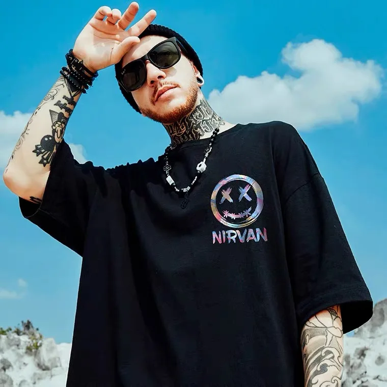 ZAZOMDE 2022 New High Street T Shirt Streetwear Men Hip Hop Printed T-Shirts Summer Hot Sale Harajuku Cotton Tee Male Loose Tops