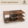 Mid Century Modern coffee table with storage shelves,  3-tier rectangular wooden tea table for living room, apartment 3