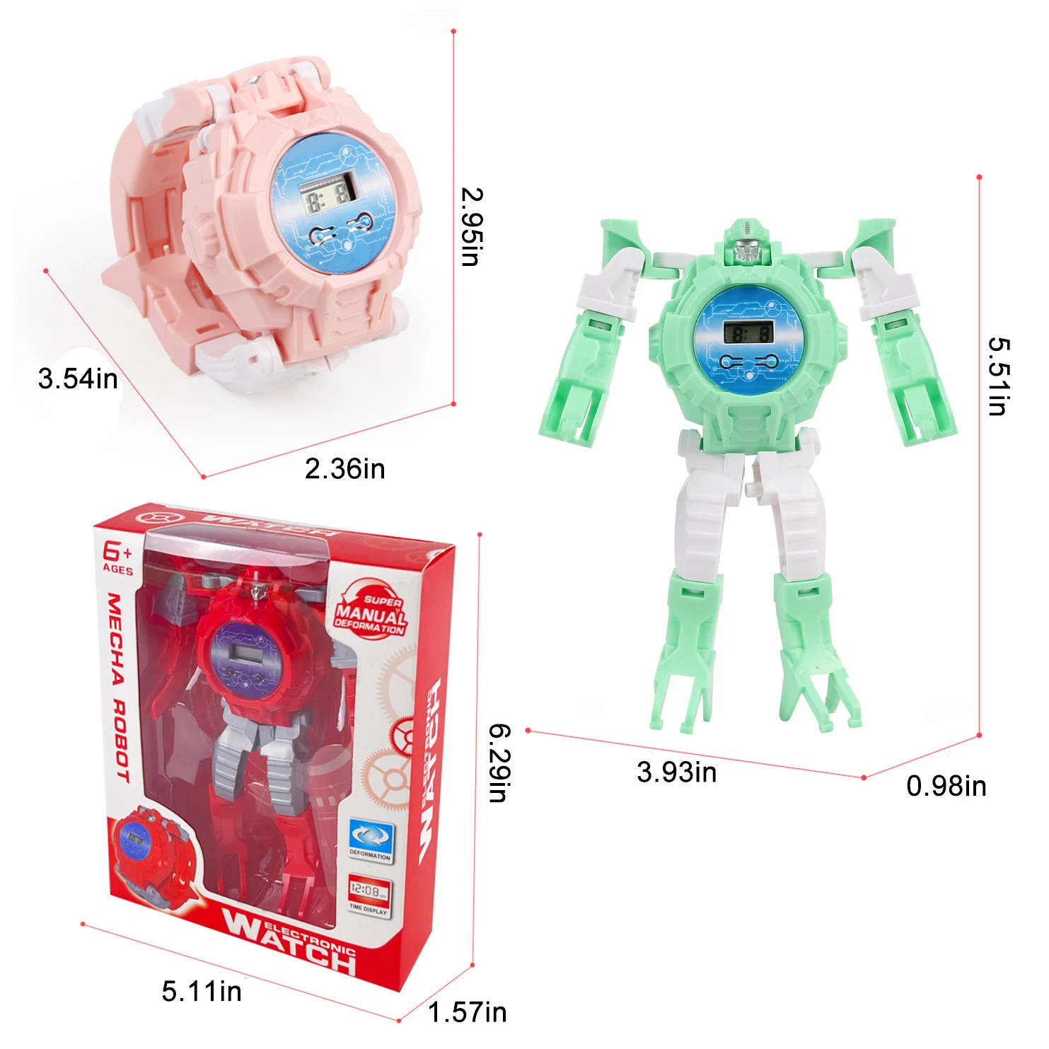 Electronic Deformation Watch Toy, Robot Children's Gift Including Button Battery For Children 6