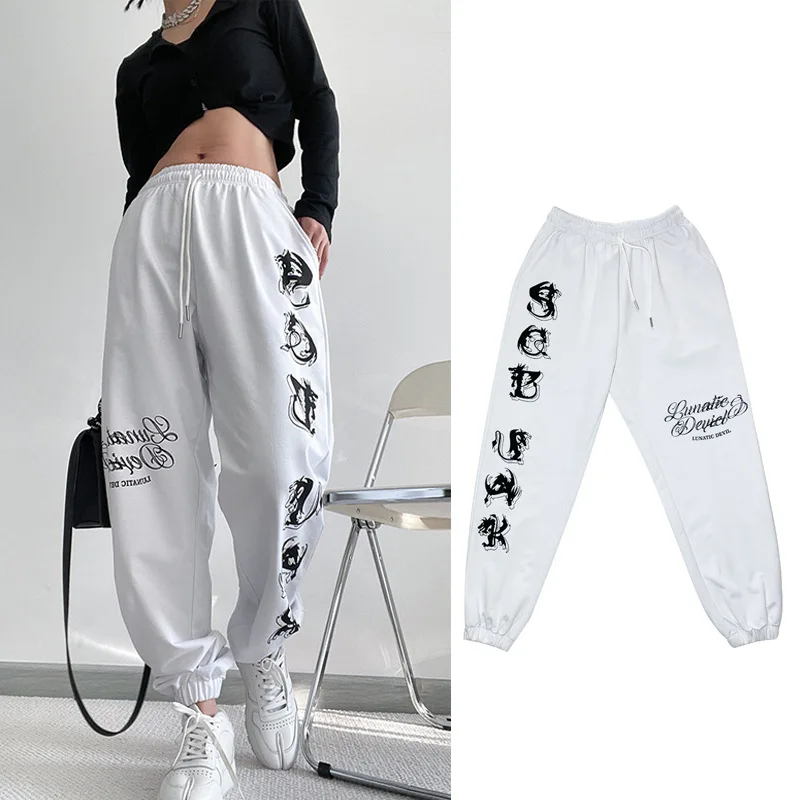 Minus Two-pantalones de chándal con estampado de letras para mujer,  Pantalón recto de cintura alta, ropa de calle Hip Hop, Estilo Vintage -  AliExpress