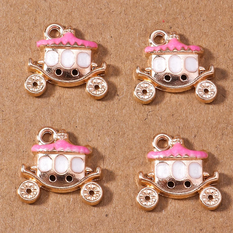 10pcs 15*14mm Enamel Pumpkin Carriage Pendant Charm for Jewelry Making Earrings Necklace DIY Bracelet Accessories Supplies