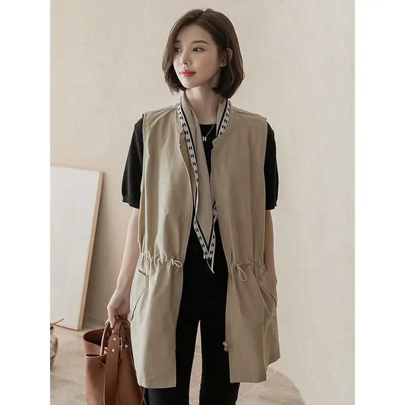 Casual Vest for Women, Drawstring Lace Up, Versatile Style, Windbreaker, Loose Tank Top, Spring and Autumn Season, New