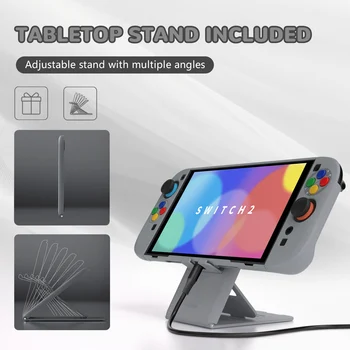 PlayVital Nintendo Switch 2 Case Sets,Anti-Scratches Hard Shell Dockable Grip Cover with ABXY Buttons,Thumb Grips -SNES EU Style 2