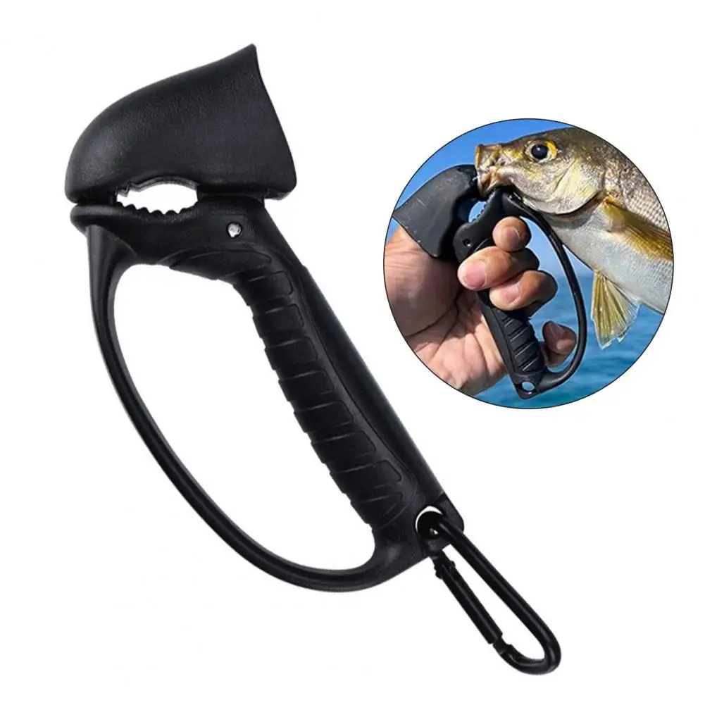 Fish Lip Gripper with Carabiner Anti-slip Handle Lightweight Portable Fish Mouth Grabber Handheld Control Clamp Pliers Catc