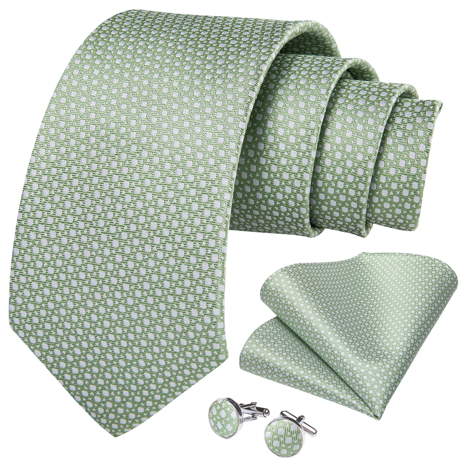 Luxuriöse blaue karierte Krawatten für Herren, solide Hochzeitsaccessoires, Krawatte, Einstecktuch, Manschettenknöpfe-Set, Gravatas, Herren-Geschenk von DiBanGu – Detail 15