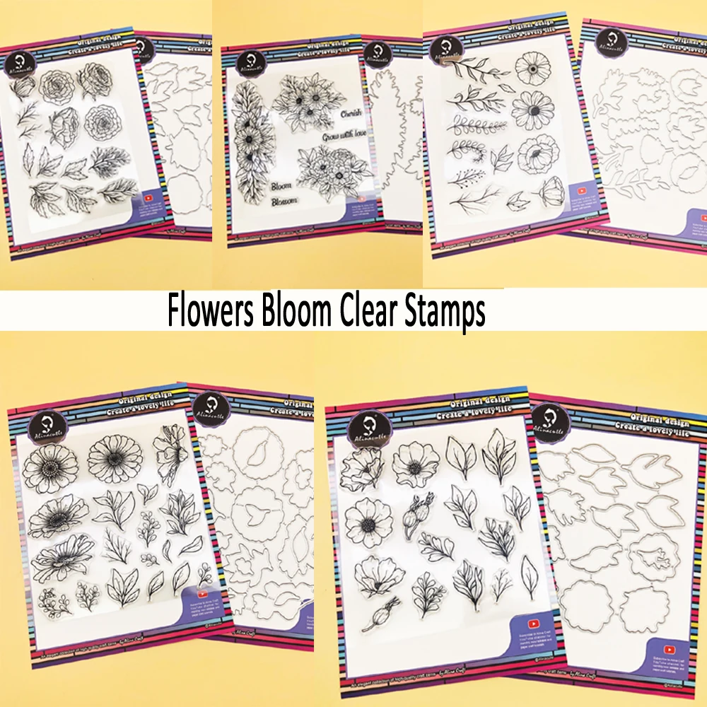 Alinacutle CLEAR STAMPS Flowers With Dies Cut Cutting Die DIY Card