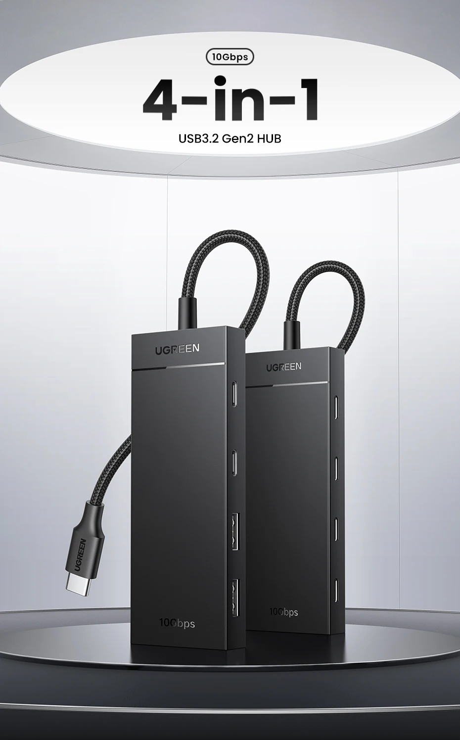 UGREEN HUB 10Gbps Type-C Gen2 Splitter A Hub 4 USB Port 3.2 For MacBook Pro Air Type C Multiport Adapter_voghion.com