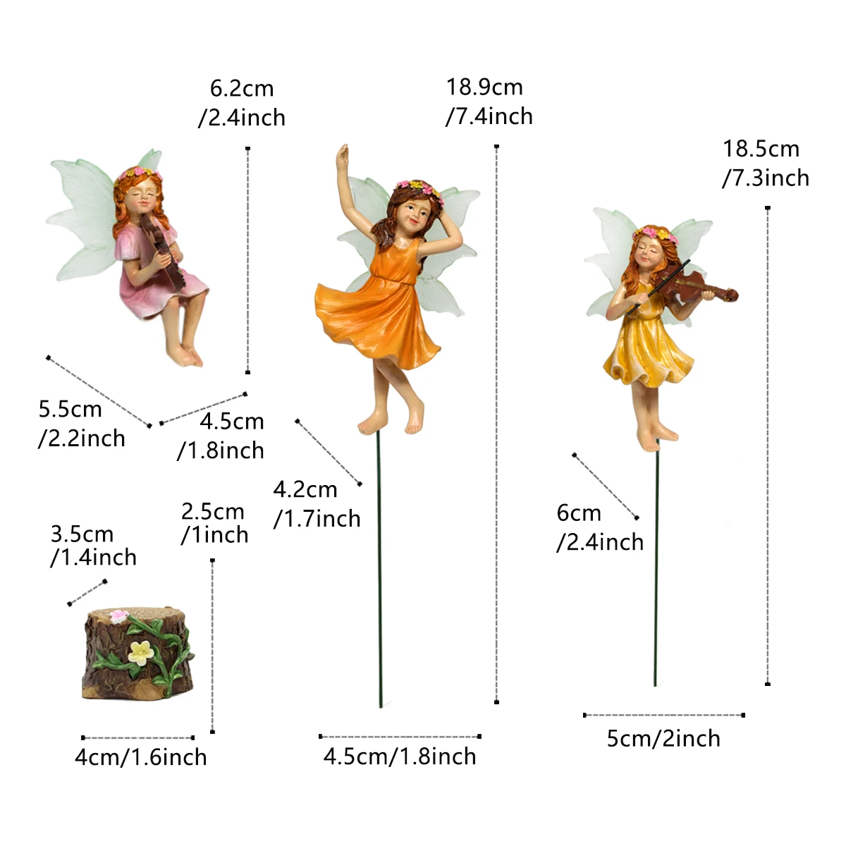 3pcs Mini Resin Playing Dance Flower Fairy Fairy Model Flower Pot Sand Table Decoration Gift resin ornaments,resin statue,resin handicraft ornaments,resin ornament