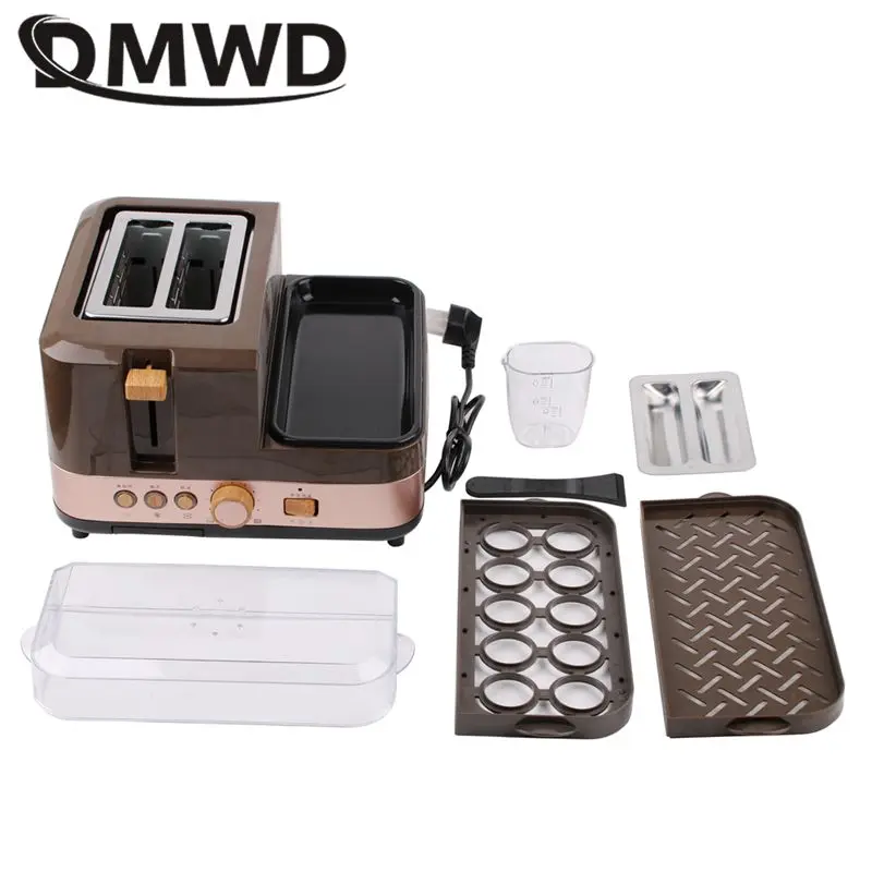 Multifunctional Electric Toaster 3 in1 Breakfast Machine Bread Stove 2 Slices Oven Egg Steamer sausage Omelette frying pan Grill 2