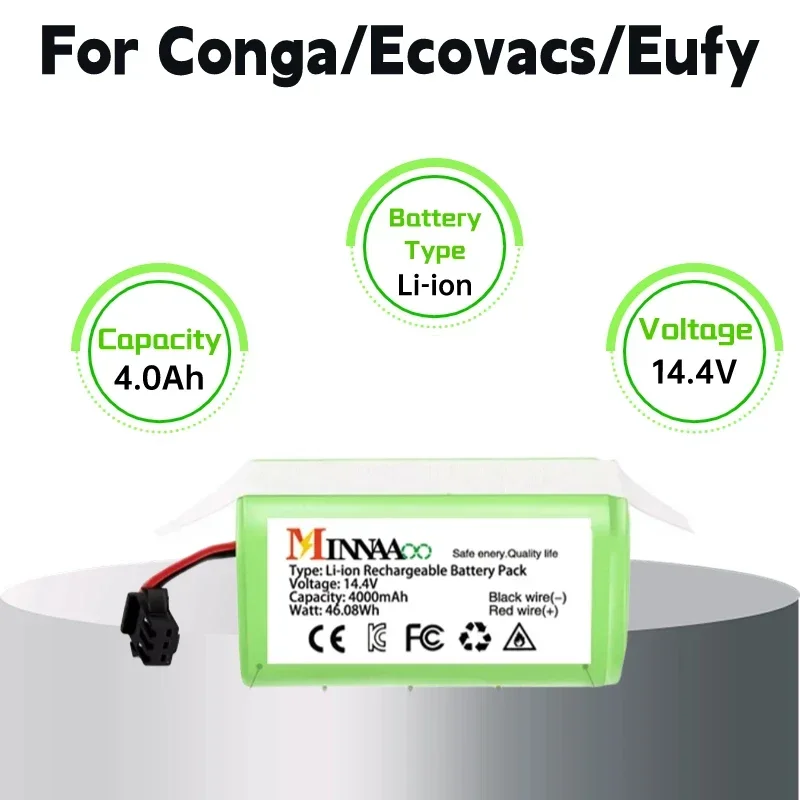 

NEW for Conga Li-ion Battery 14.4V 6800mAh Excellence 950 990 1090 1790 1990 Deebot N79S N79 DN622 Eufy Robovac 11S 12 X500