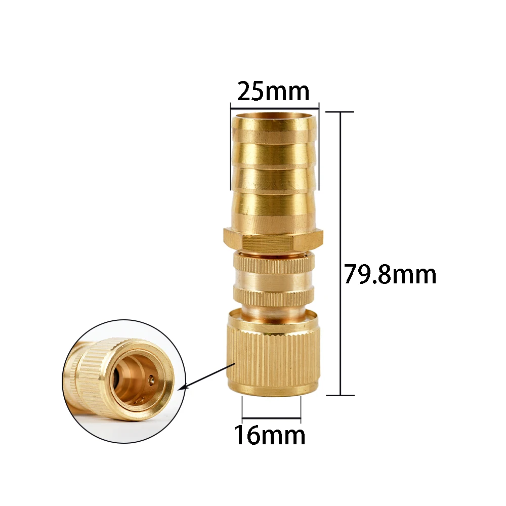 1Pc Brass Hose Barb Pipe Fitting 6/8/10/12/14/16/19/25mm Quick Connector Garden Irrigation Adapter Pneumatic Accessories 6