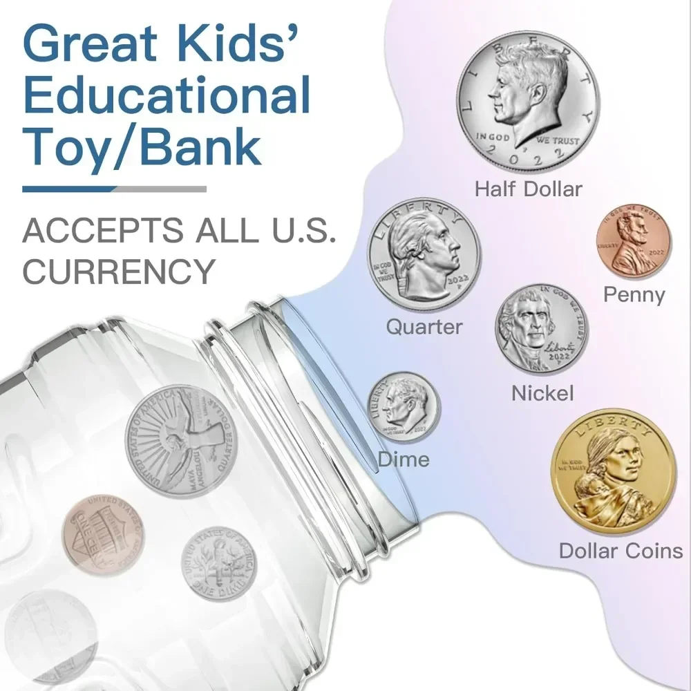 Digital LCD Counting Coin Money Saving Box Jar Large Capacity for USD EURO Money Electronic Counting Piggy Bank 2