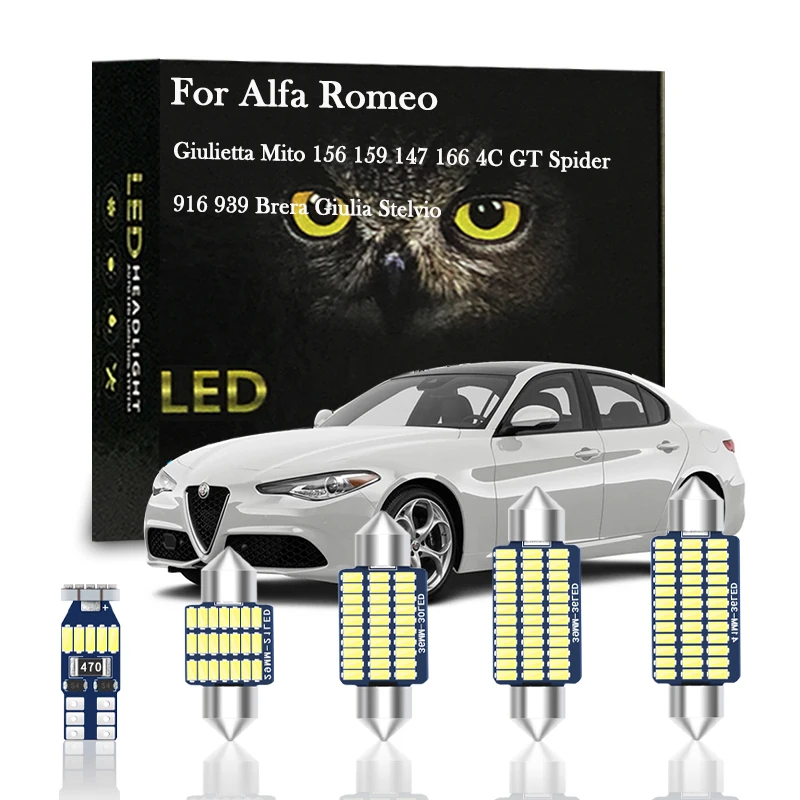 

Canbus For Alfa Romeo Giulietta Mito 156 159 147 166 Brera GT 4C Spider Giulia Stelvio Accessories Interior LED Lamp Kit