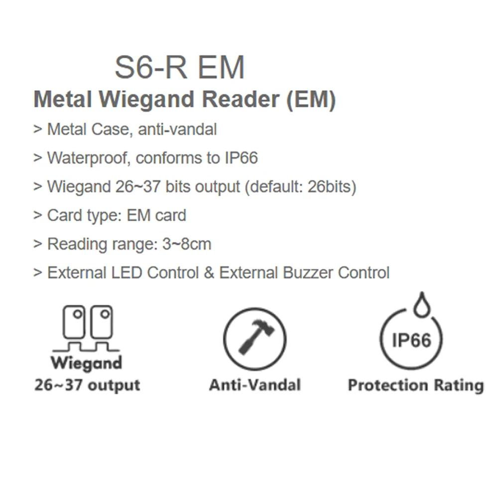 S6R IP68 Waterproof Metal Access Control LED Indicators 125KHz RFID/EM/13.56MHz
