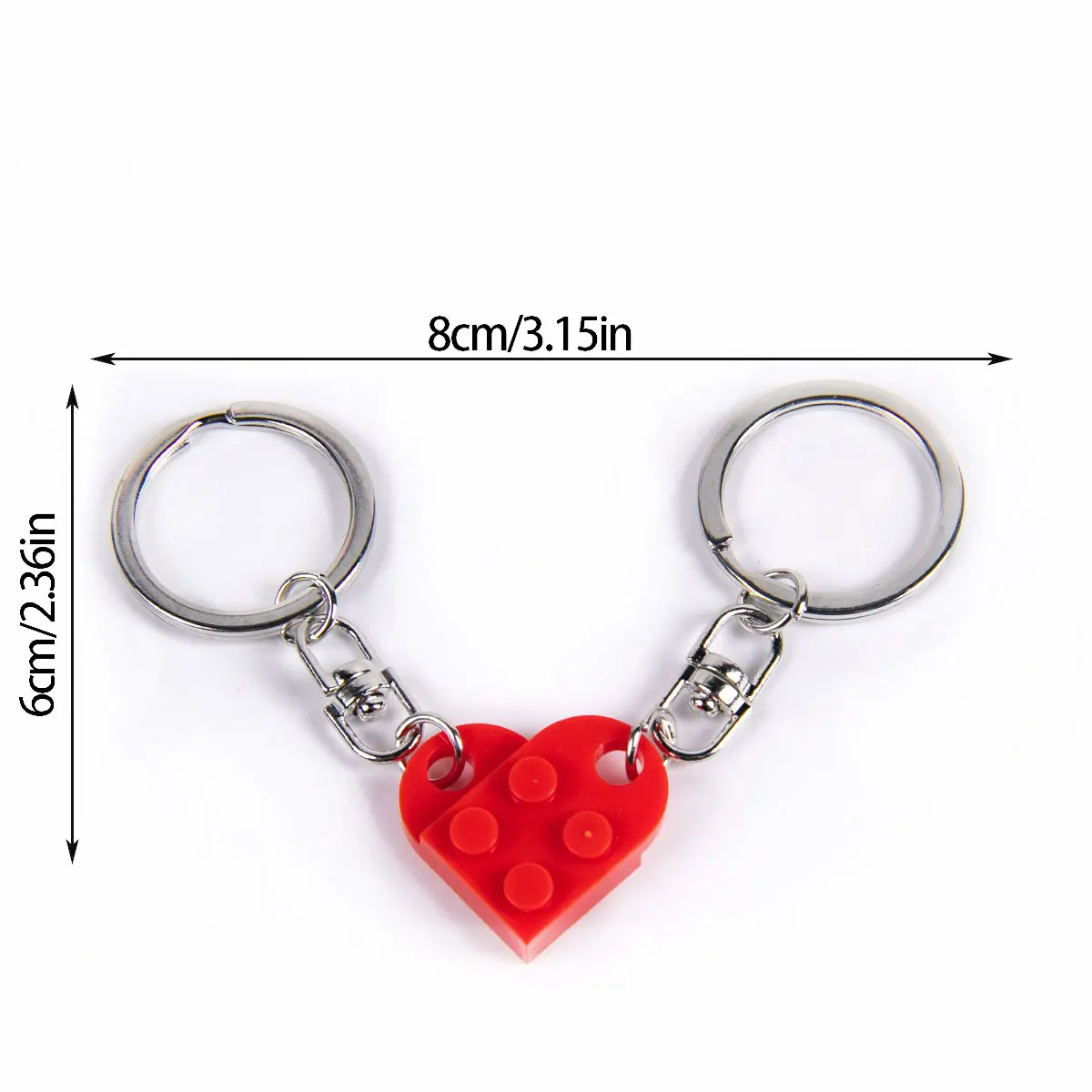 XIHIRCD Portachiavi Cuore Mattoni, Set Portachiavi Rosso per Coppie con 26 Lettere e Ciondoli, Graziosi Portachiavi Coordinati a Forma di Cuore Regali di San Valentino per la Fidanzata (A-Z