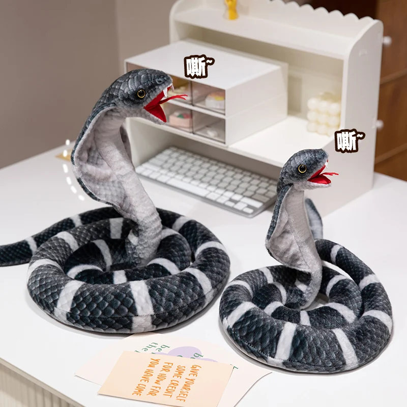 Simulation Cobra Plush Toy Golden Dot Indian Cobr Stuffed Animals Snake Plush Grey Funny Spoof Joke Toys Home Decor