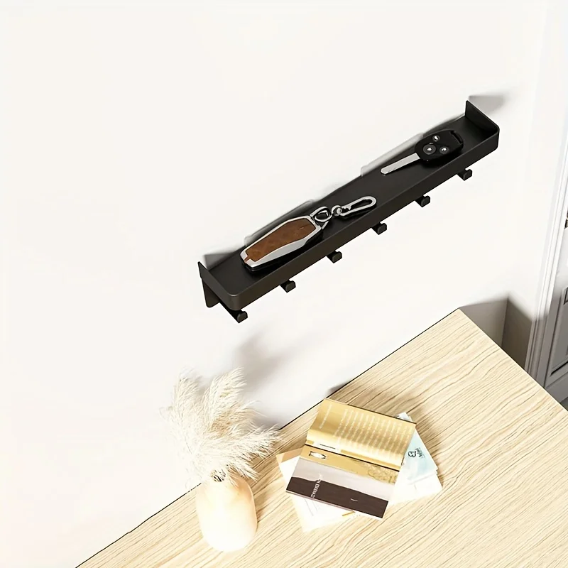 1pc Key Hanging Storage Rack Holder For Wall With Hooks, Metal Key Rack, Simple Creative Hooks, Suitable Storage Container