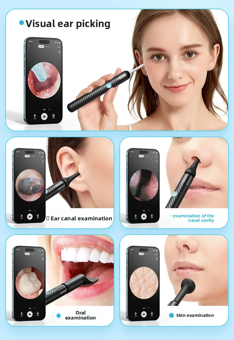 Wireless Otoscope With Camera 1296p Hd Ear Cleaner Tool Kit_voghion.com