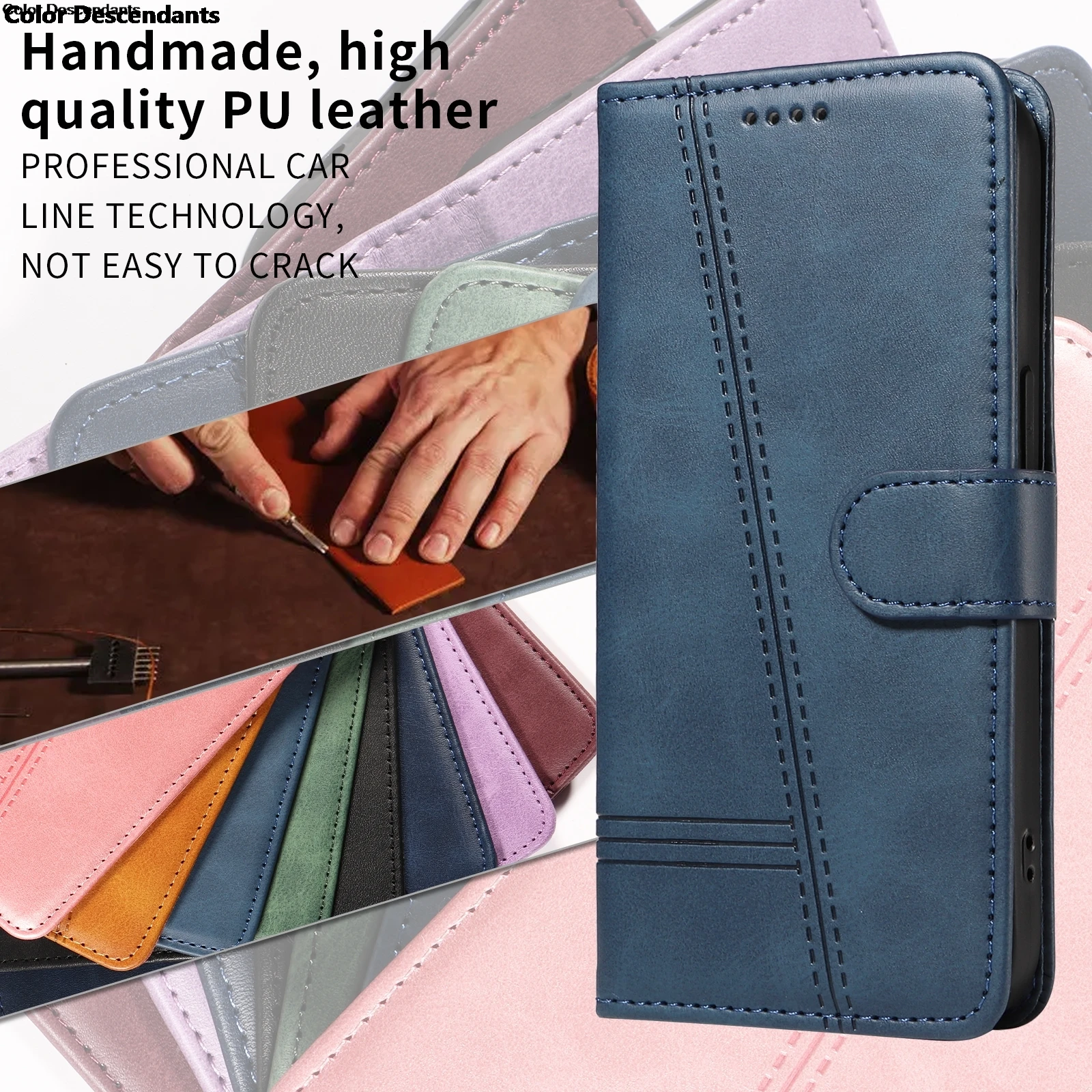 Luxury Line Leather Flip Wallet Case with Card Slots - Premium Book Cover