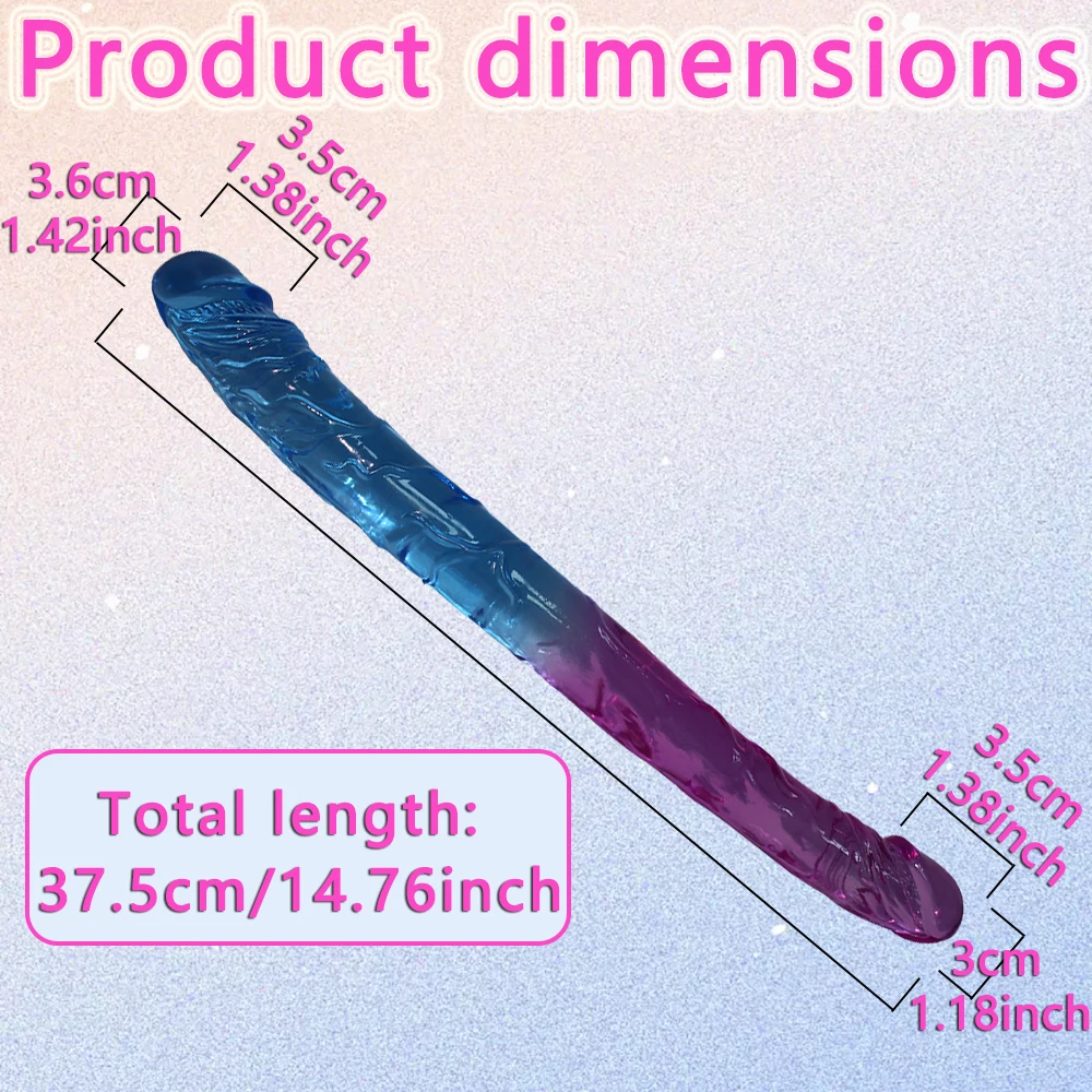 Two sizes of long double-headed dildos, double-sided crystal dildos, for anal and G-spot stimulation, unisex
