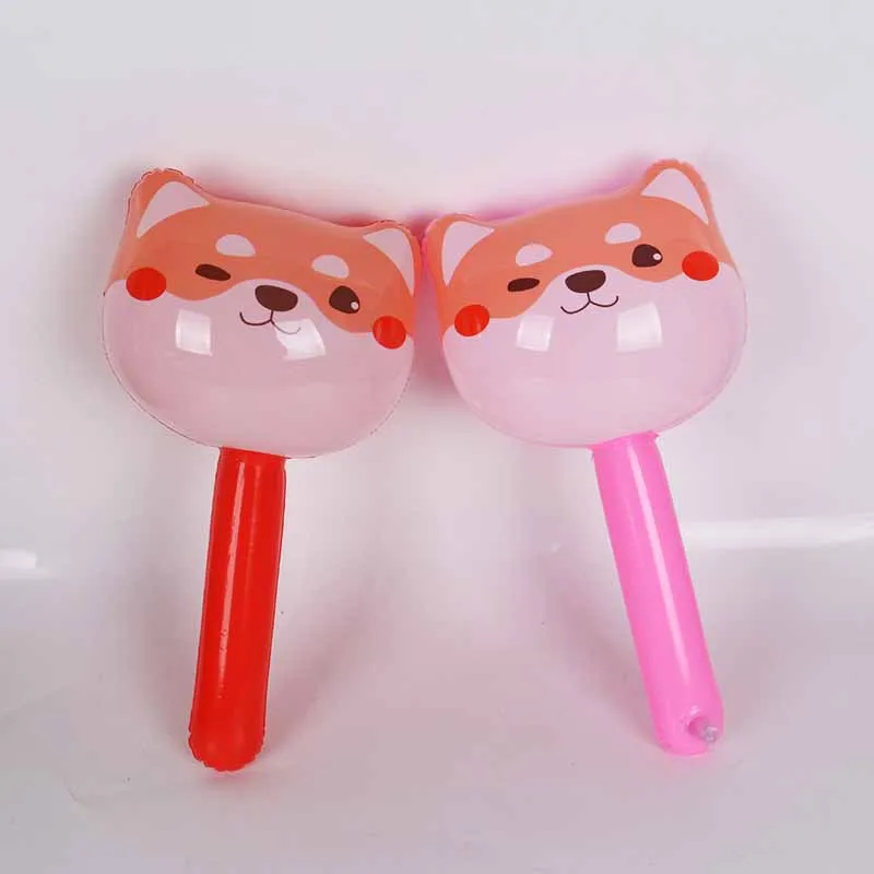5Pcs New Inflatable Cartoon Cute Animal Head Stick Toys Kids Creative Fun Animal Hammer With Whistle Bells Birthday Party Toys