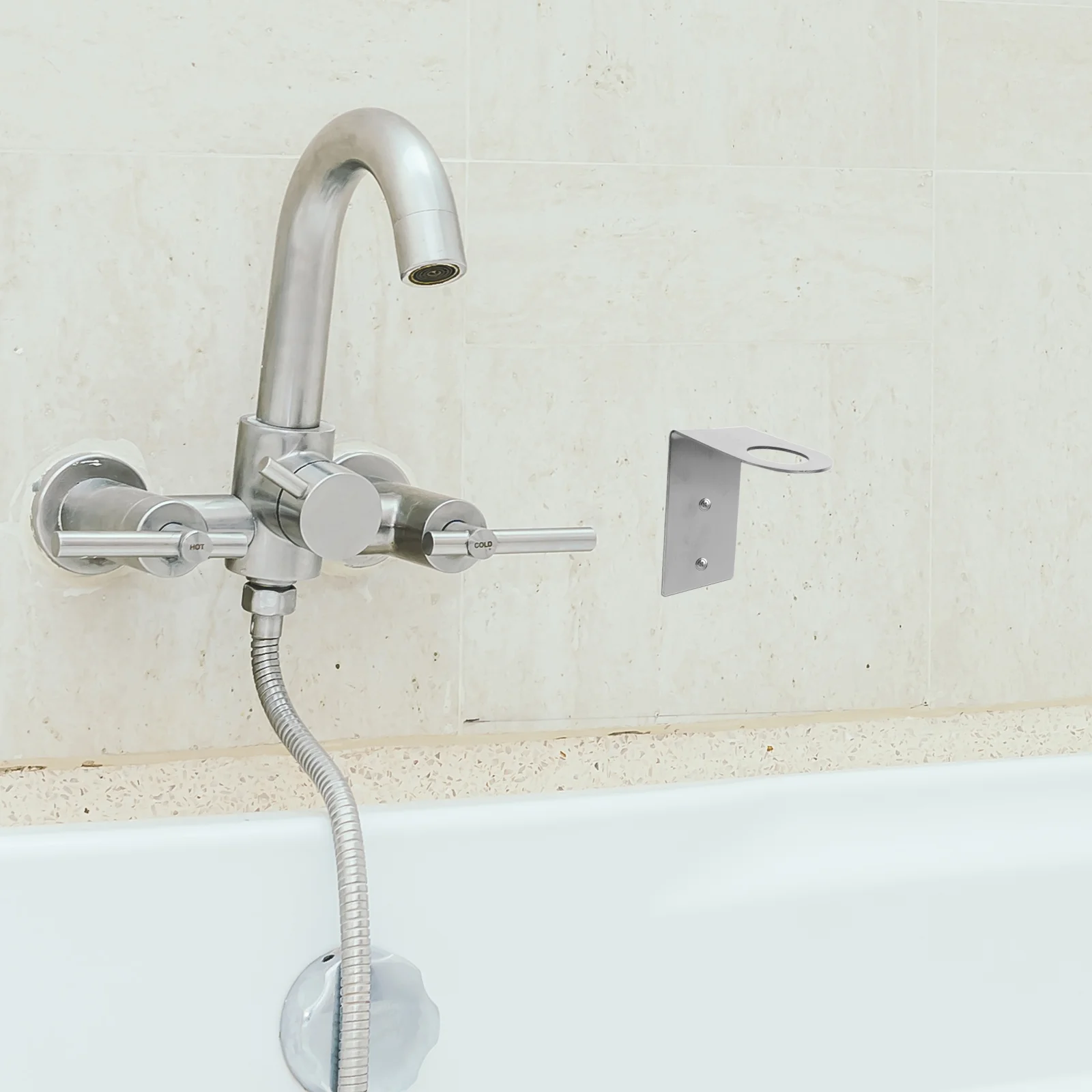 Soap Bathroom Dispenser Holder Liquid Hand Bottle Non-drilling Stand 800X700X500CM Stainless Steel Wall Bracket 6