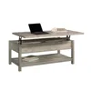Modern Farmhouse Lift Top Coffee Table, lift-top surface, hidden storage, an open shelf for display, Rustic Gray/Rustic White 6