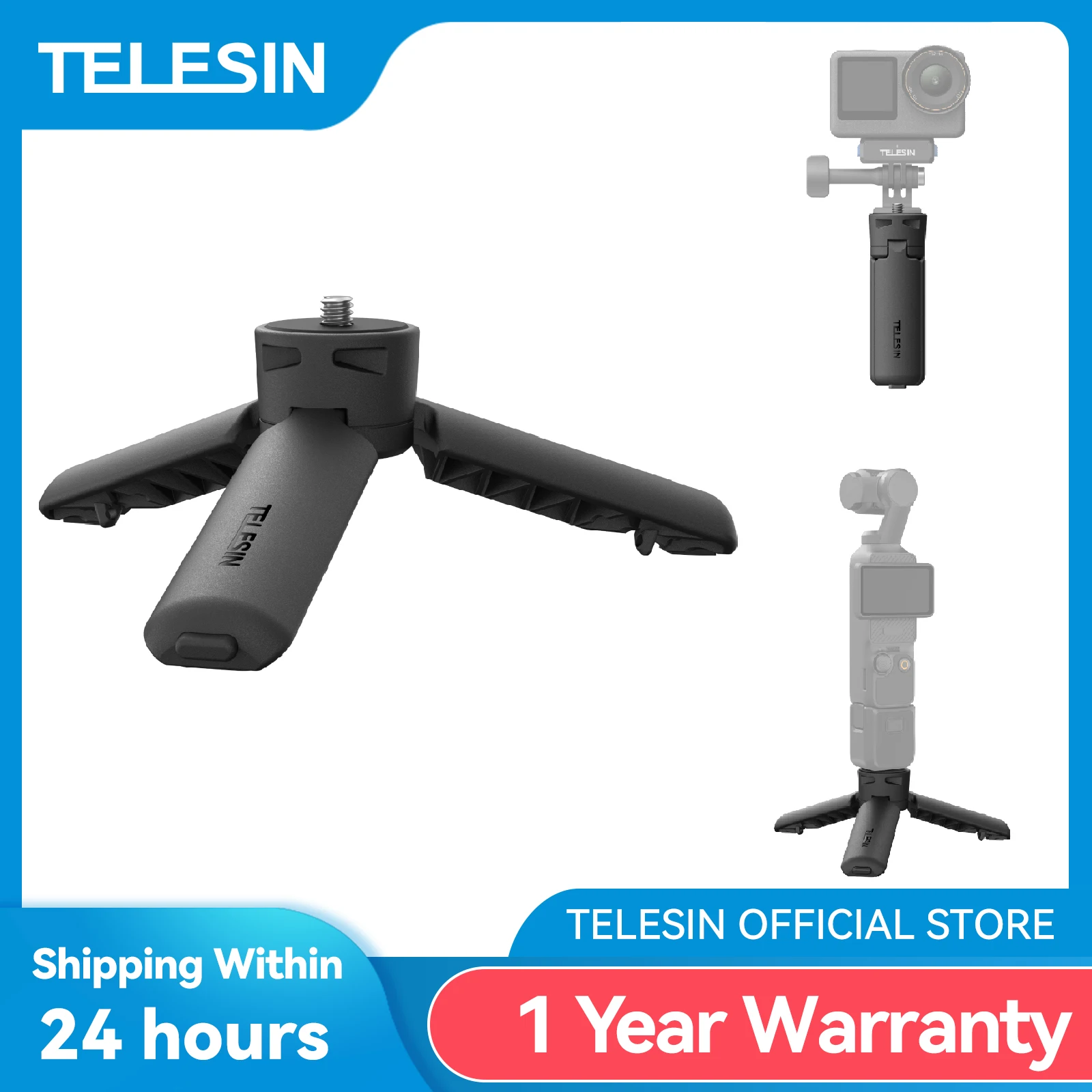 TELESIN Mini Trépied Poignée GoPro Insta360 DJI Osmo