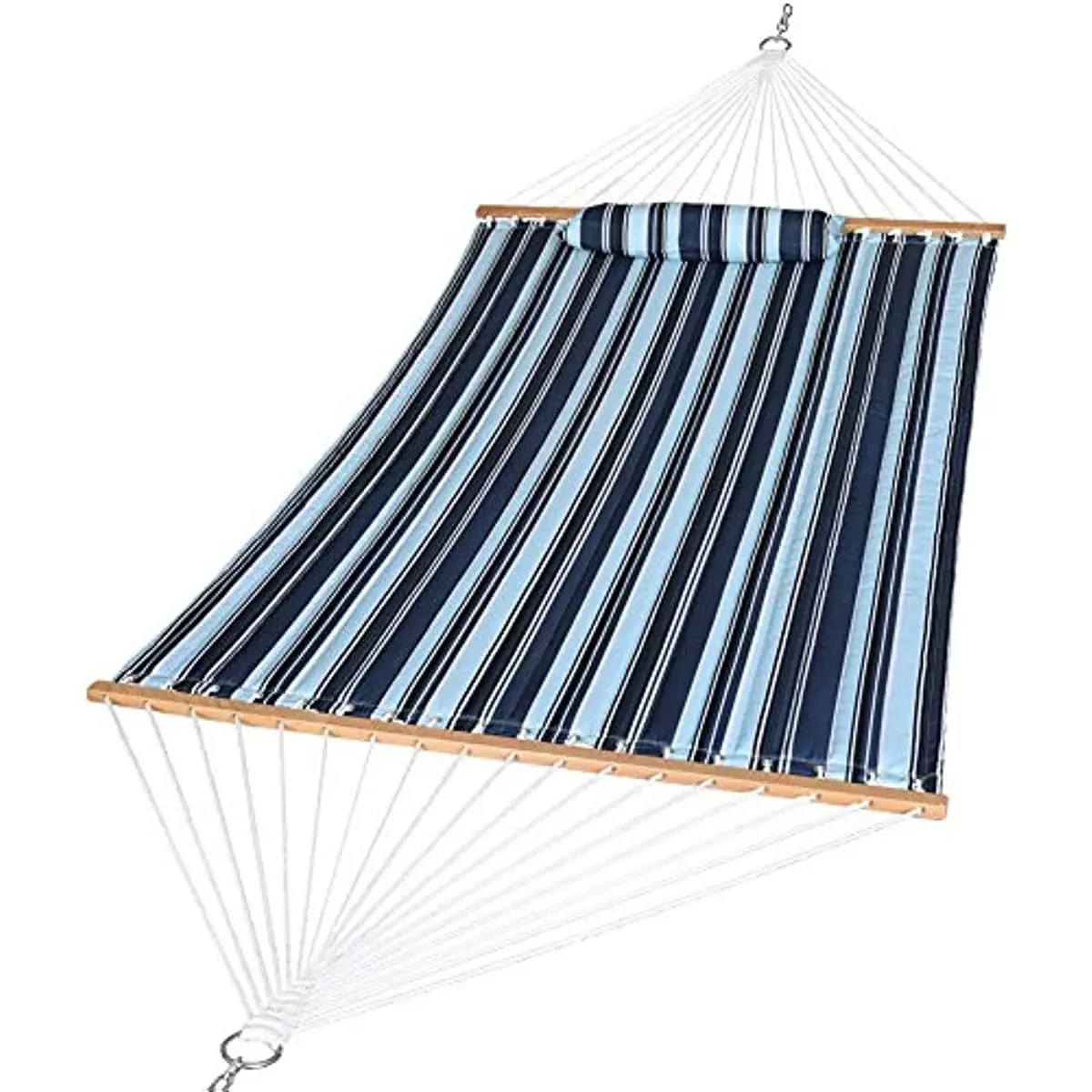 Garden 12 FT Double Quilted Fabric Hammock with Soft Pillow, Hardwood Spreader Bars, 2 Person Hammock for Outdoor Patio Backyard patio garden backyard 2 person outdoor sunbed with canopy and pillow wood frame