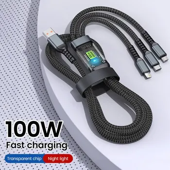 Câble de charge rapide USB vers Type-C, 3 en 1, 100W, 5A, Micro Fast Charger, iPhone 14, 13, Samsung, Xiaomi, Huawei, iPhone 14, 13