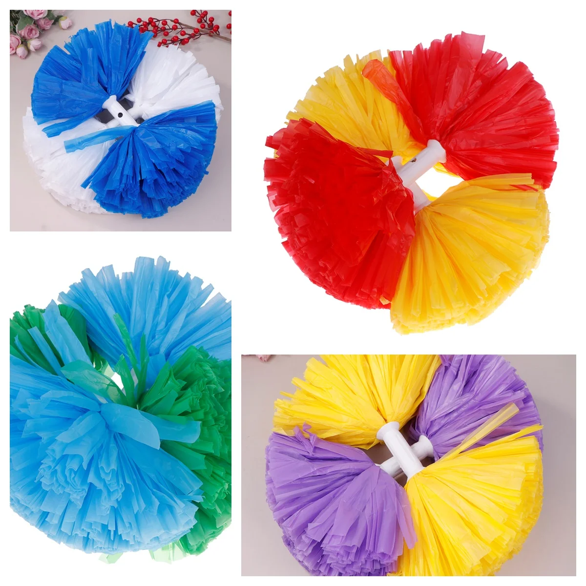Colorful Matte Cheerleading Pom Poms With Handle Big Cheer Balls Hand Dance Pompoms Accessories For Women Girl Kids