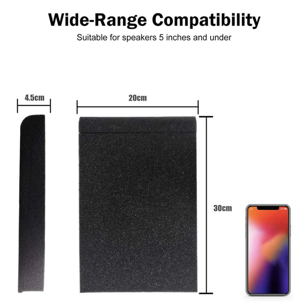 1 Pair 30x20x4.5cm Acoustic Studio Monitor Isolation Speaker Foam Pads for 5 Inch Speakers for Studio Monitor Loudspeakers