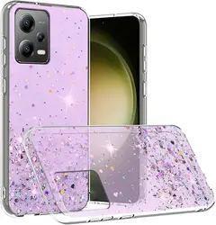 Custodia per telefono in silicone morbido con glitter argento e strass