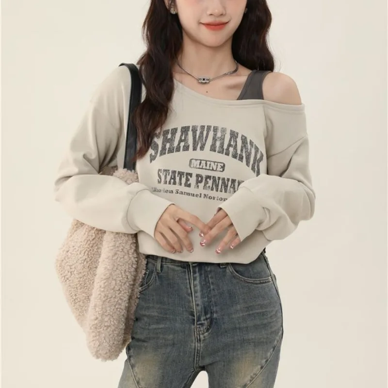 Spring Autumn New Fashion V-neck Long Sleeve Pullover Sweatshirts Casual Versatile Loose Commuting Simple Clothing Hoodies Top