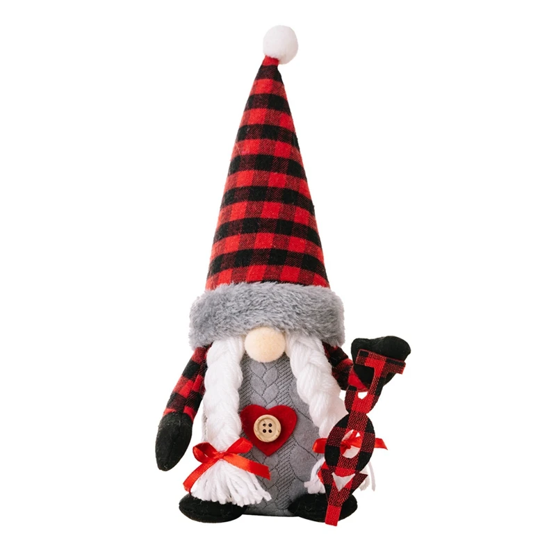 

Christmas Decorations Christmas Plaid Hat Figurine Red And Black Plaid Alphabet Standing Gnome