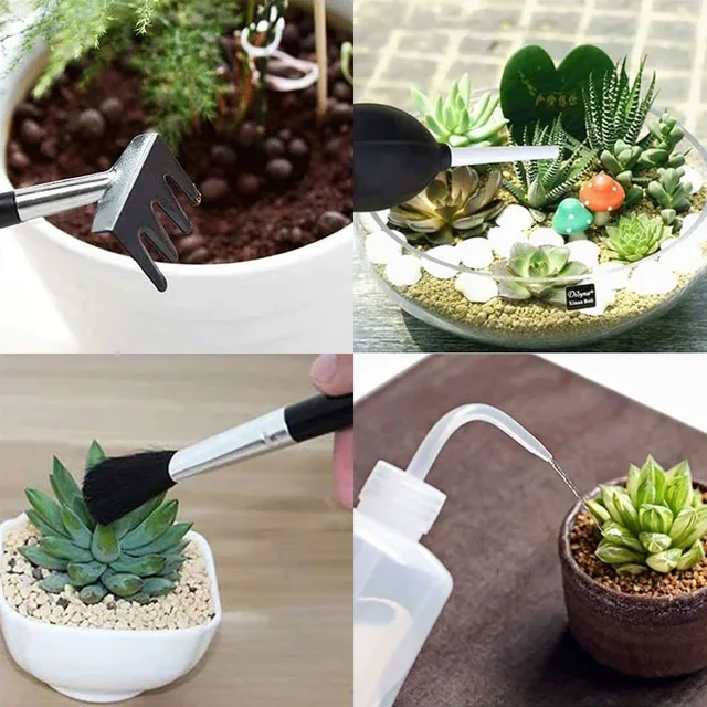 15 In-In-1 Zamatos Szerszámok Mini Átültetési Kerti Szerszámkészlet Beltéri Miniatűr Tündérkertészet Virág Edény Kaktuszápolás - Image 5