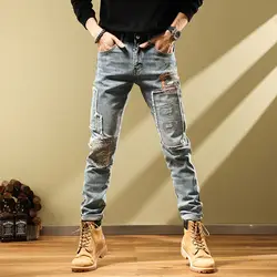 Harem Jeans for Men Vintage Korean Fashion Summer Mens Cowboy Pants Elastic Slim Fit Cotton Retro Free Shipping Stretch Trousers