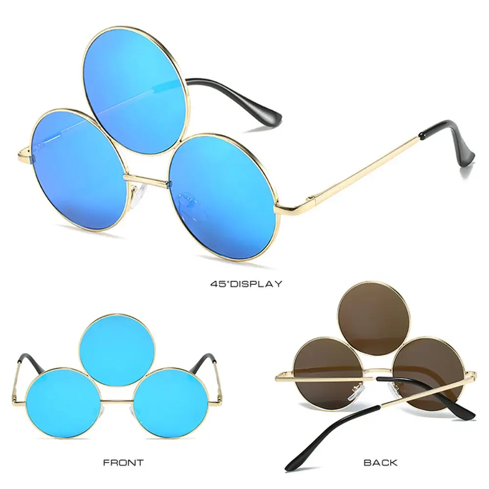 Lustige Cosplay-Brille im chinesischen Stil, Drittes-Auge-Sonnenbrille, Erlang-Gott-Drei-Augen-Brille, Runde Metall-Vintage-Brille, UV400-Schutz – Detail 8