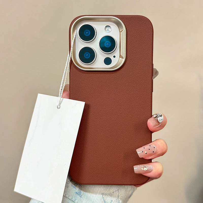 Luxury Leather Texture Soft Silicone Shockproof Bumper Case with Matte Finish