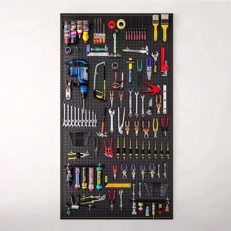 Tool Storage Rack Garage Storage Shelves Pegboard Organizer Kit Peg Board Wall Tool Storage Multifunctional Hanging Board Perforated Warehouse Shelf Metal Kit Organizer Hardware Sorting Rack