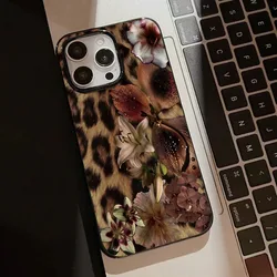 Elegant Leopard Print Lily Flower Pattern Soft Phone Case Cover for iPhone 14 Pro (Style 1)