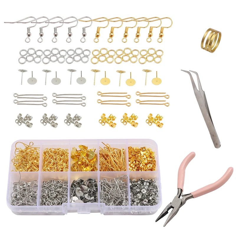 

Alloy Accessories Jewelry Findings Set Repair Tools Lobster Clasp Open Jump Rings Earring Hooks for DIY Jewelry Making Supplies