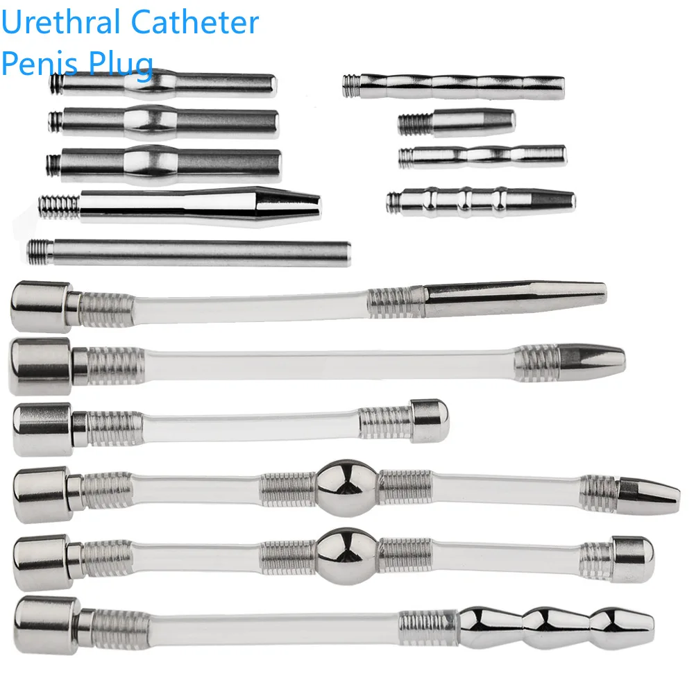 Urethral Dilator Silicone Urethral Dilator Sex Product Prostate Massage Sex Toys for Men Gay Bdsm Metal Penis Plug Sounding Rod Male Masturbation Catheter Urethral Sound