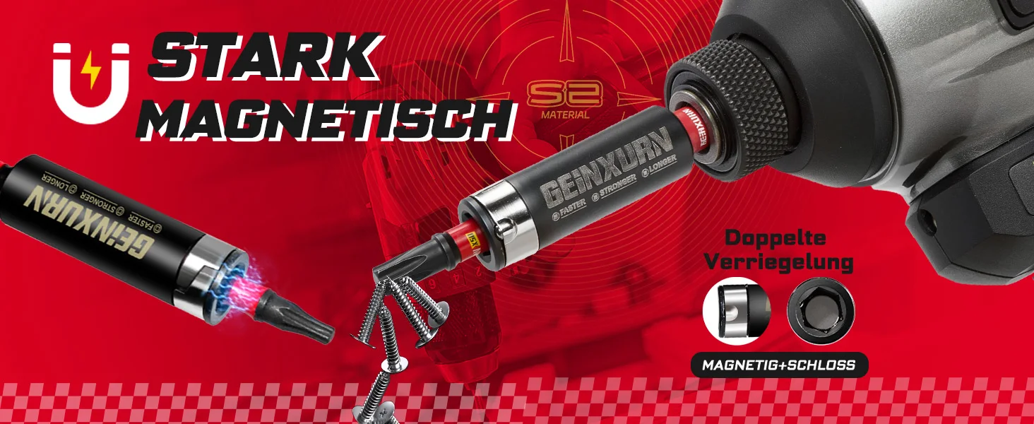 Geinxurn 32-teiliges Schlagschrauber-Bit-Set aus S2-Stahl, PH/SL/PZ/Torx Muliti-Einsatz-Bits, Spitzen-Set mit Bithalter und Adapter (Gehäuse) – Detail 3